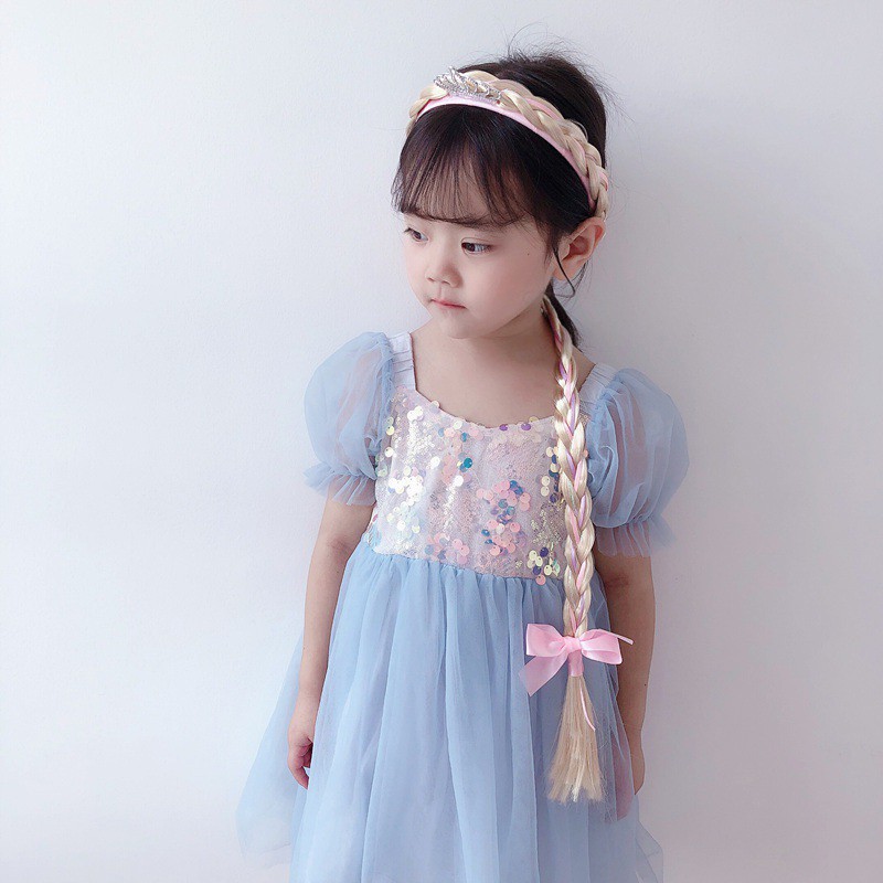 Dây Buộc Tóc Hình Vương Miện Công Chúa Bông Tuyết Nhiều Màu Sắc