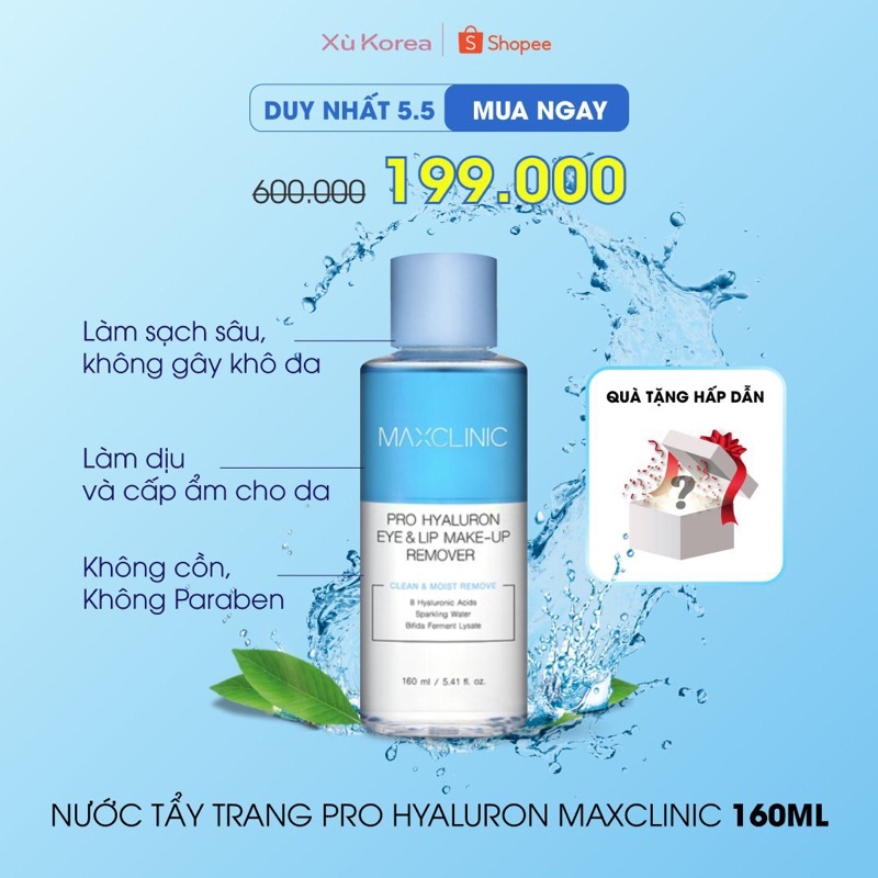 Nước Tẩy Trang Siêu Sạch Pro Hyaluron Maxclinic – 160ml | Xù Korea