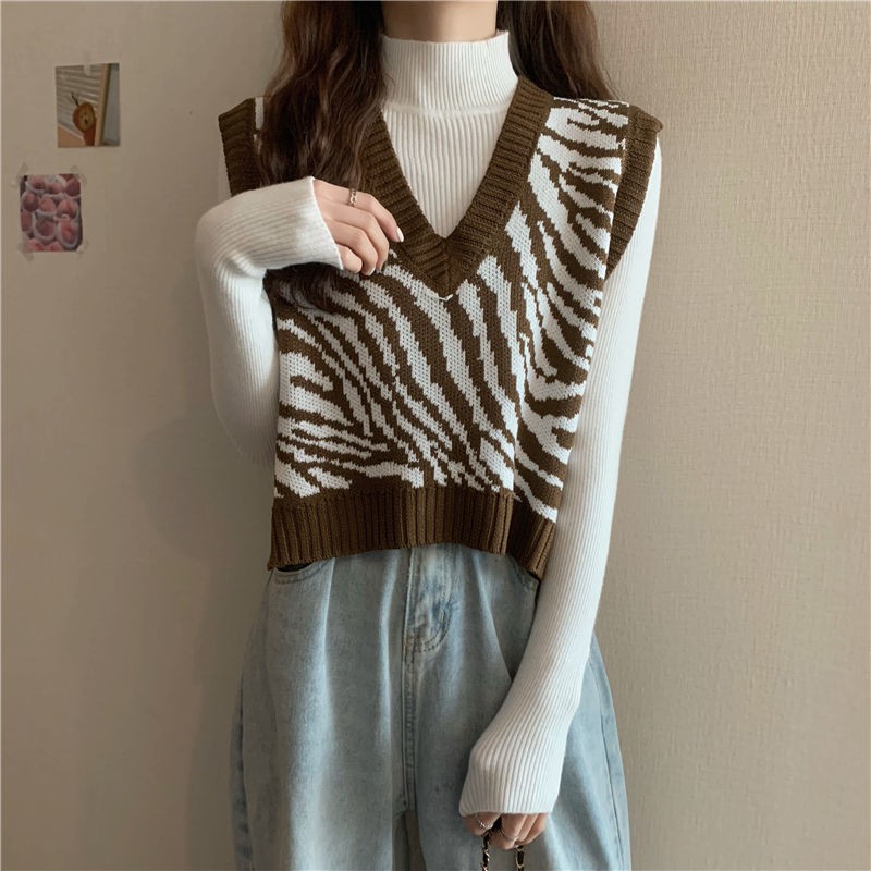 Fashion Feminine Zebra Pattern Sleeveless Shirt | BigBuy360 - bigbuy360.vn