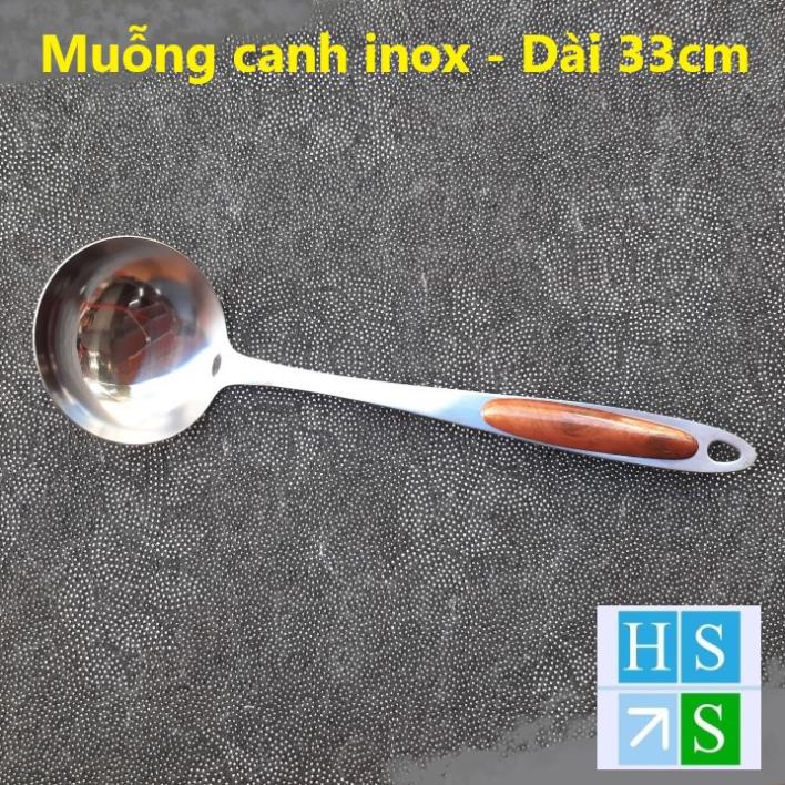 (Đồng giá) Vá đặc (Muỗng canh ) Vá lỗ , Xẻng xào chất liệu inox 304 cao cấp, cán cách nhiệt vân gỗ sang trọng - HS Shop