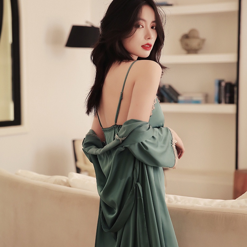 Váy Ngủ Kèm Áo Choàng Lụa Cao Cấp - Mặc Nhà Gợi Cảm Quyến Rũ, Sang Trọng, Qúy Phái (Váy kèm áo choàng) Mã VC175