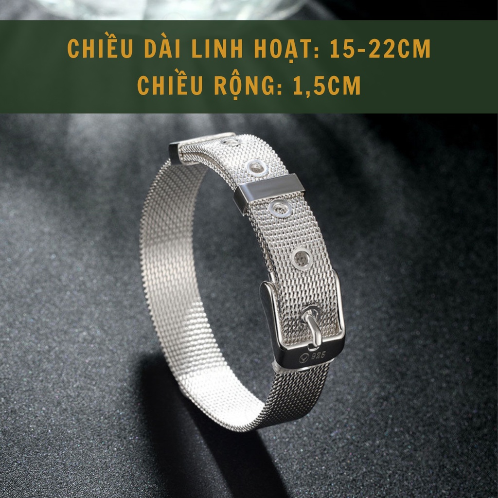 Vòng Tay Nam Lắc Tay Unisex Thời Trang Đeo Tay Nam Nữ Basic Loki Accessories Màu Bạc Đen - Vòng Silver Belt