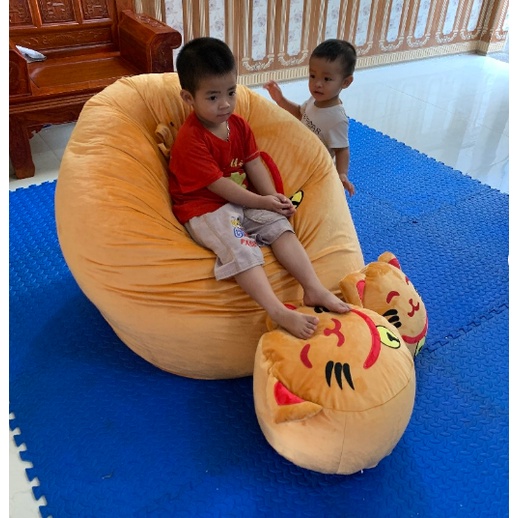 Ghế Lười Hạt Xốp Mèo Thần Tài vừa trang trí nhà vừa thư giãn