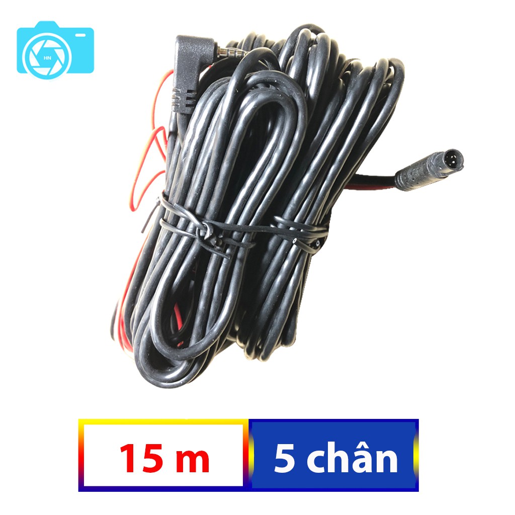 Dây tín hiệu camera lùi trên ô tô, dài 15m, 5 chân, jack 2.5mm