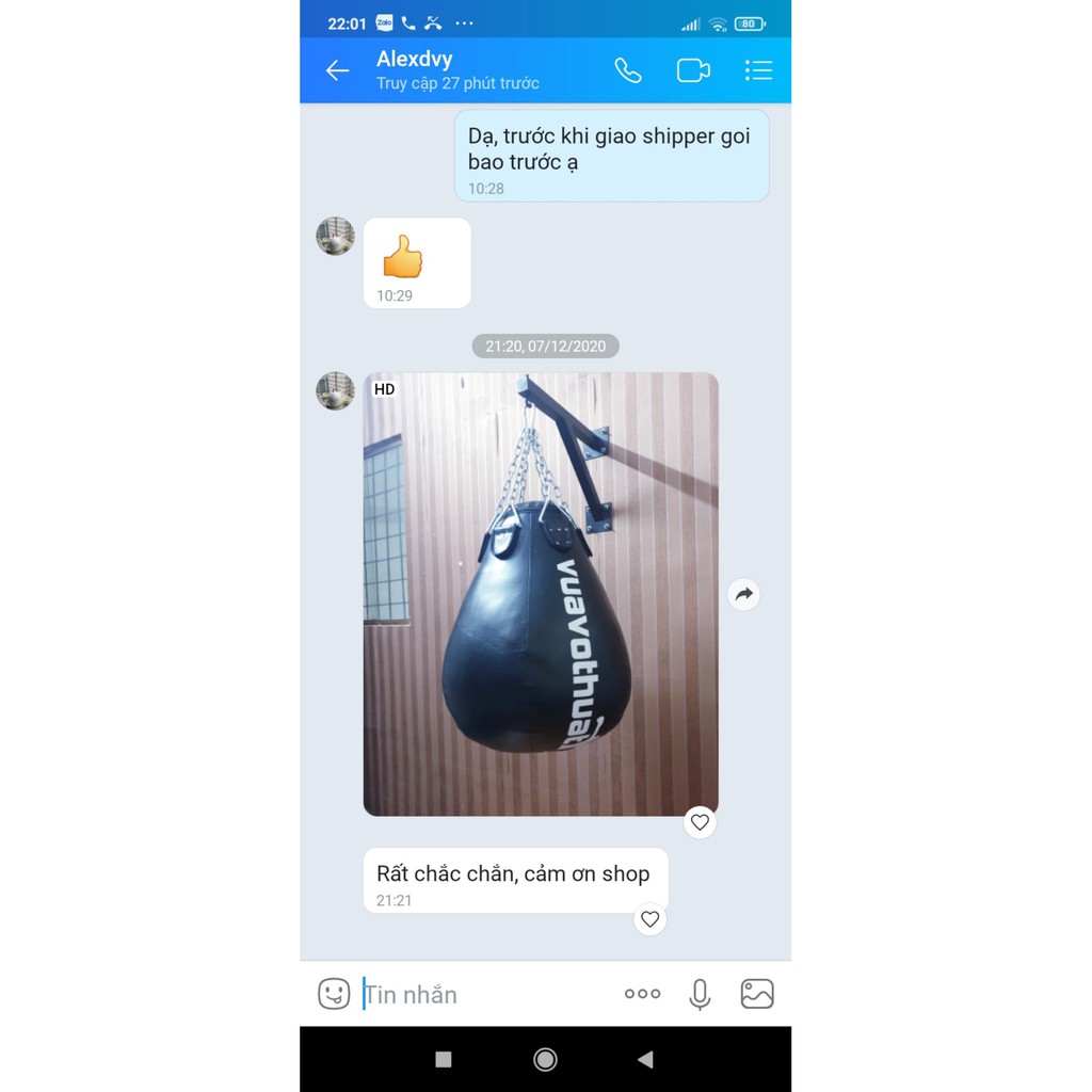 Vỏ bao quả lê 80 cm Vua Võ Thuật chuẩn phòng tập
