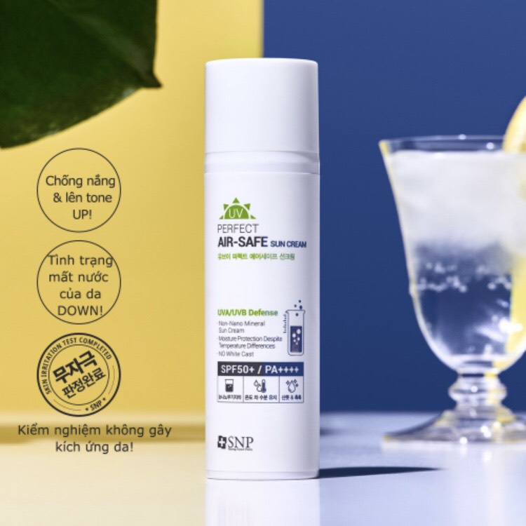 Kem Chống Nắng Trà Xanh SNP UV Perfect  Air-Safe Sun Cream Chống Nắng Vật Lý Bằng Non-Nano Dưỡng Sáng Da Bù Đắp Ẩm