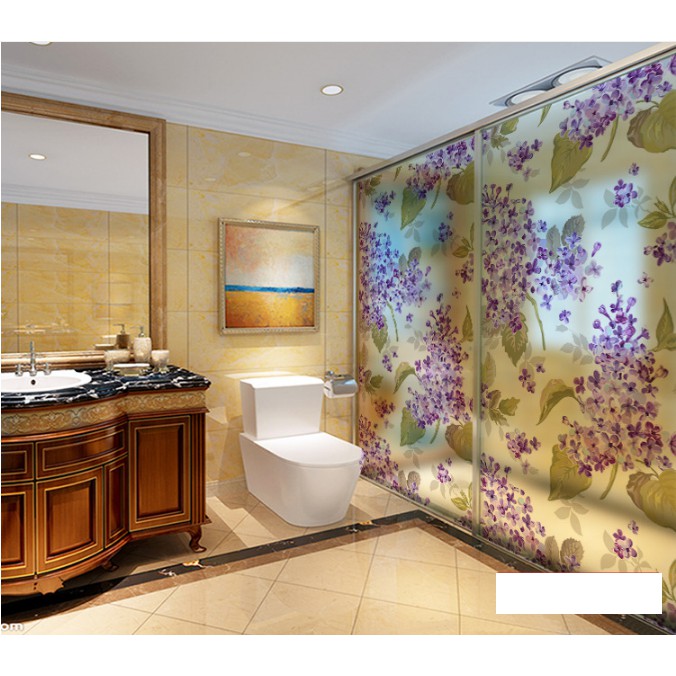 Decal Dán Kính Cao Cấp - Hoa Sơn Trà Tím ( 60x116 )