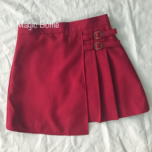 Chân váy xếp ly Red wrap skirt