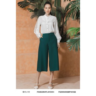 Quần xanh rêu ống rộng thiết kế Elise