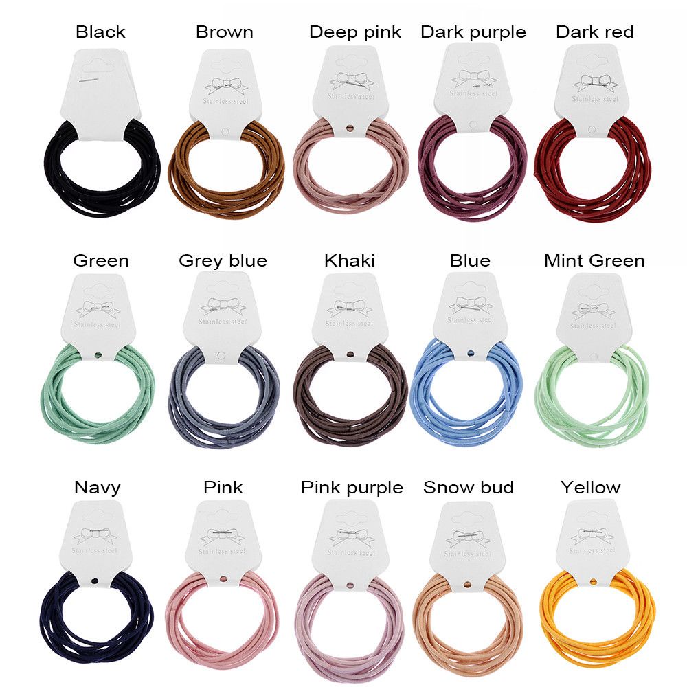 Set 10 dây buộc tóc co giãn màu sắc đơn giản dành cho nữ