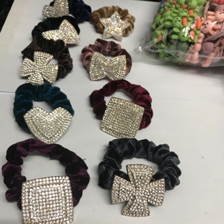 Sỉ 10 dây buộc tóc nhung đính đá