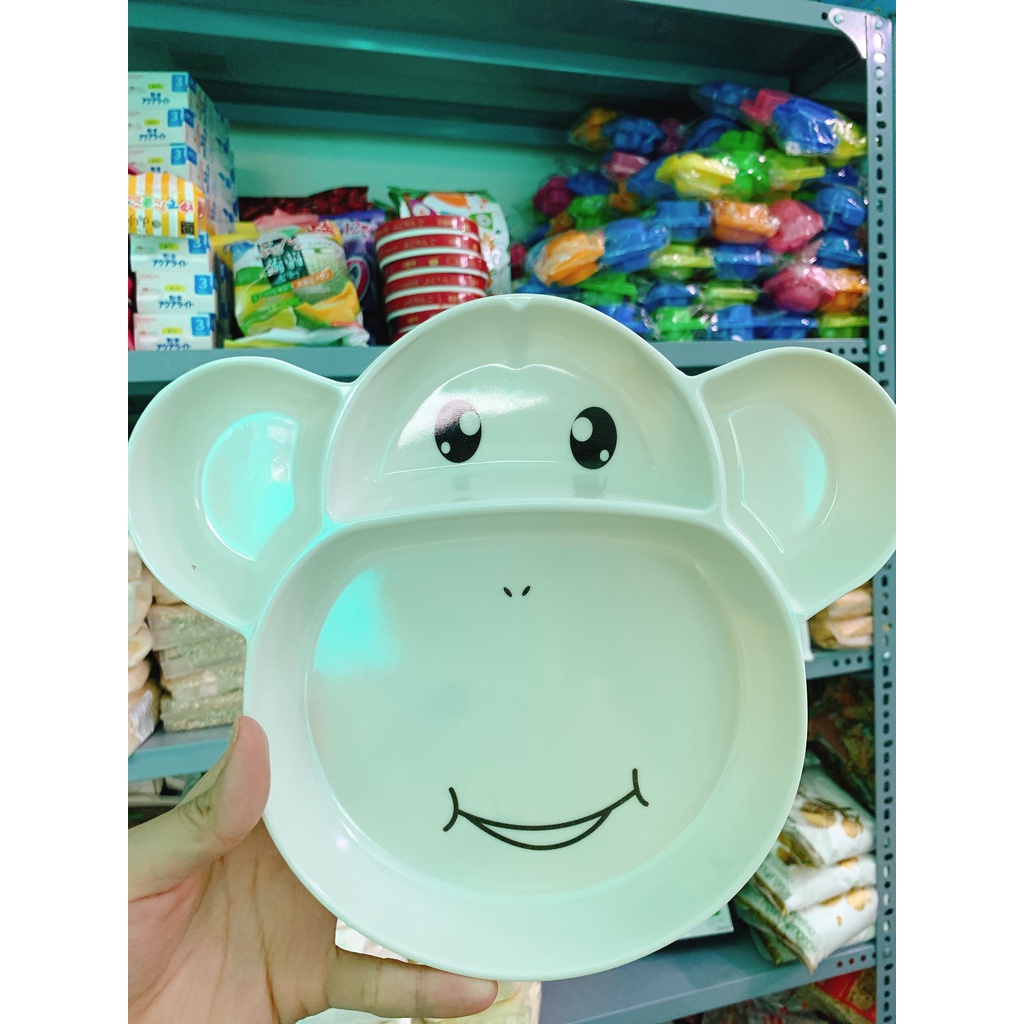 Khay bát ăn dặm chia ngăn sợi tre bamboo cho bé nhiều hình dễ thương