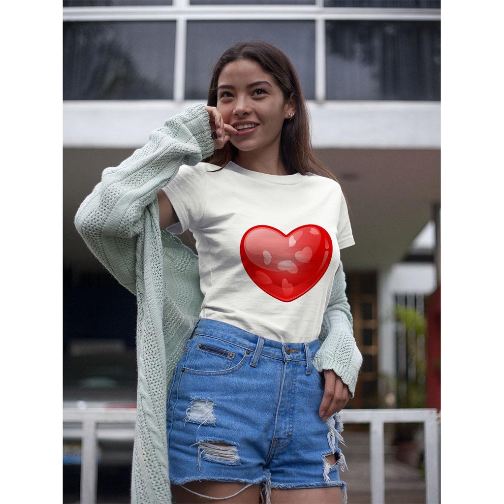 Áo thun Nữ in hình trái tim đáng yêu - Cotton Thun - Phong Cách Dẽ Thương - Cá Tính Và Đẹp