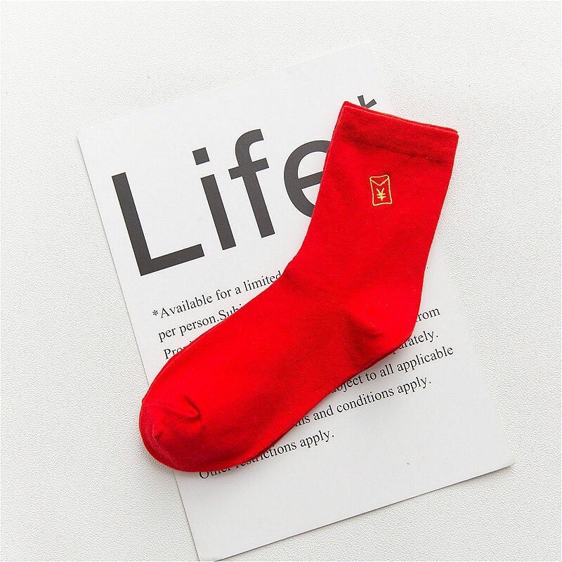 Vớ Tất Nam Nữ Cao Tết Thần Tài Tất Cổ Cao Cotton Cá Tính Phong Cách Hot Trend Vớ Cao Cổ Cặp Đôi Ulzzang