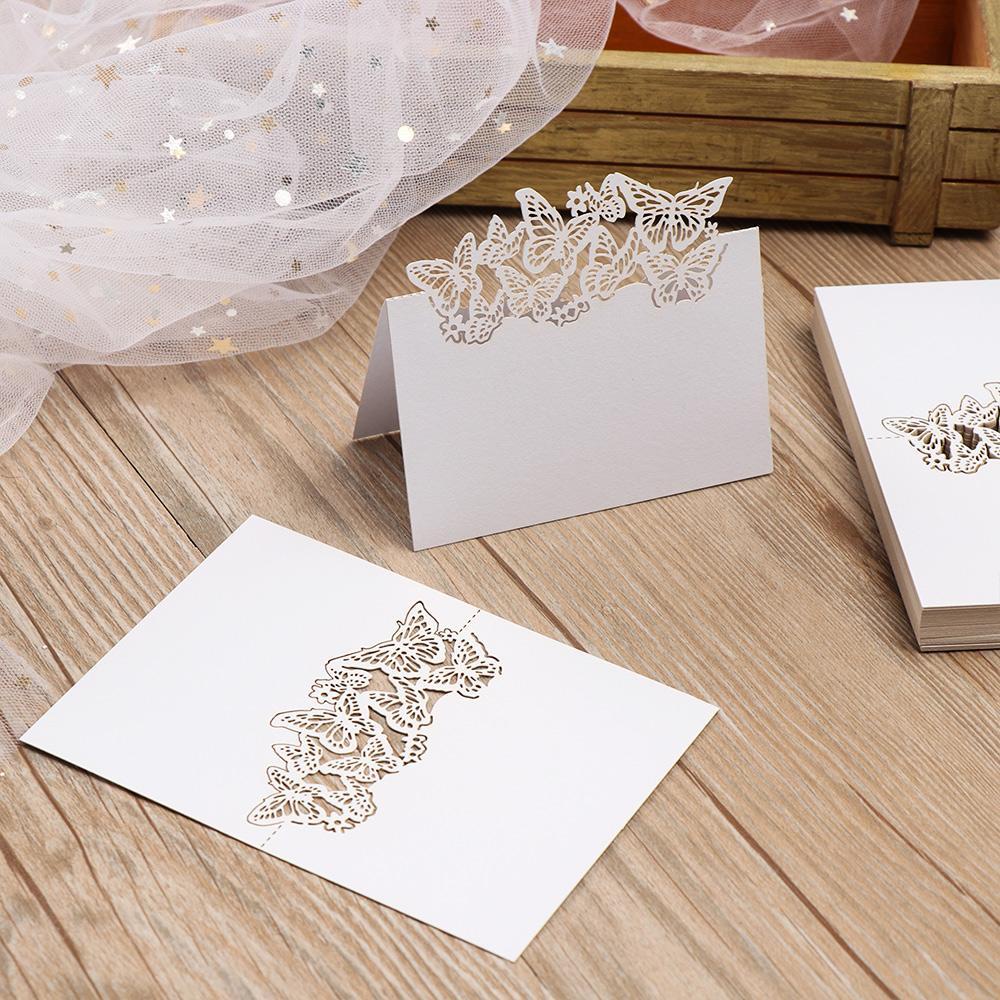 Set 50 Tấm Thẻ Tên Để Bàn Họa Tiết Ren Trắng Thời Trang Dành Cho Các Bữa Tiệc