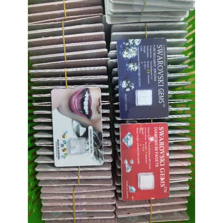 Vỉ đá đính răng, kim cương nhân tạo gắn răng, đá đính răng loại cao cấp ép vỉ 1 và 5 viên