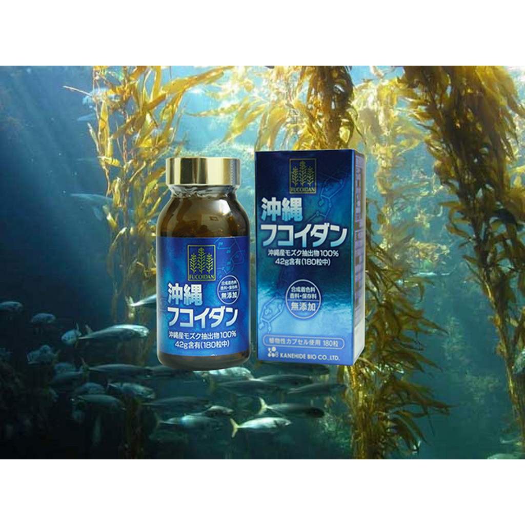 Viên tảo uống hỗ trợ ung thư Fucoidan Okinawa xanh 180 viên Nhật Bản