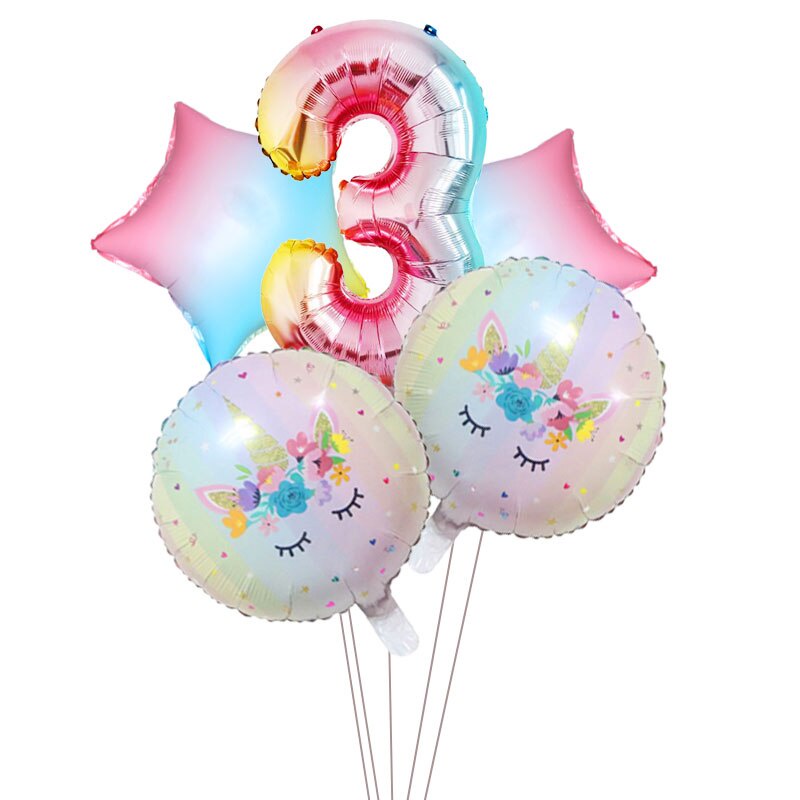 Bộ 5 Bong Bóng Hình Chữ Số 0-9 Trang Trí Tiệc Sinh Nhật Màu gradient 32inch