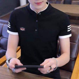 Áo thun nam cổ tàu tay ngắn 2 màu trắng vs đen