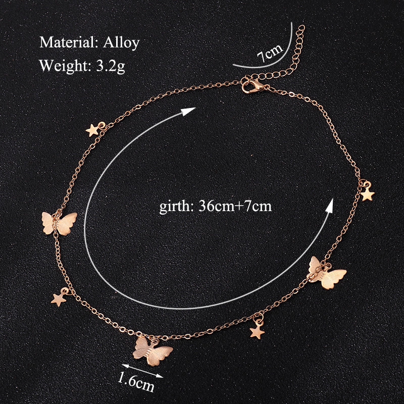 Vòng choker phối mặt hình bươm bướm mạ vàng/ bạc đơn giản sang trọng