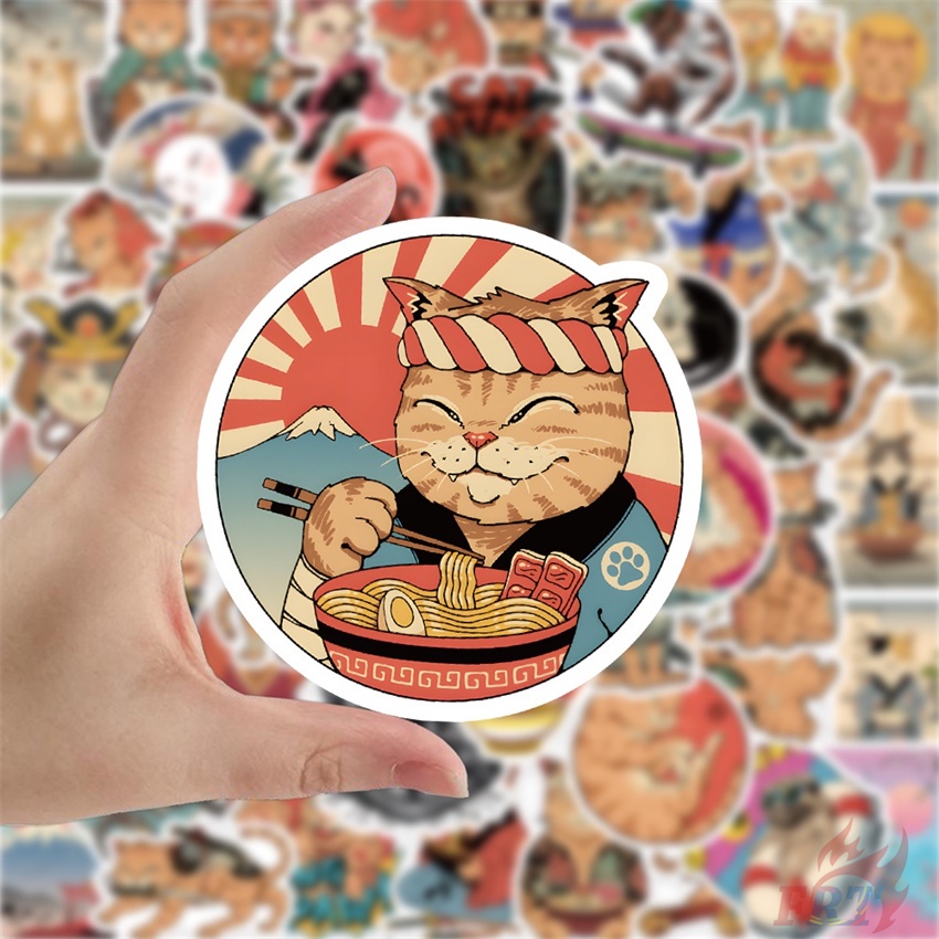 ❉ Jdm Bushido Cat Series 01 Nhãn Dán ❉ Bộ 56 Sticker Chống Thấm Nước Họa Tiết Doodle Hợp Thời Trang