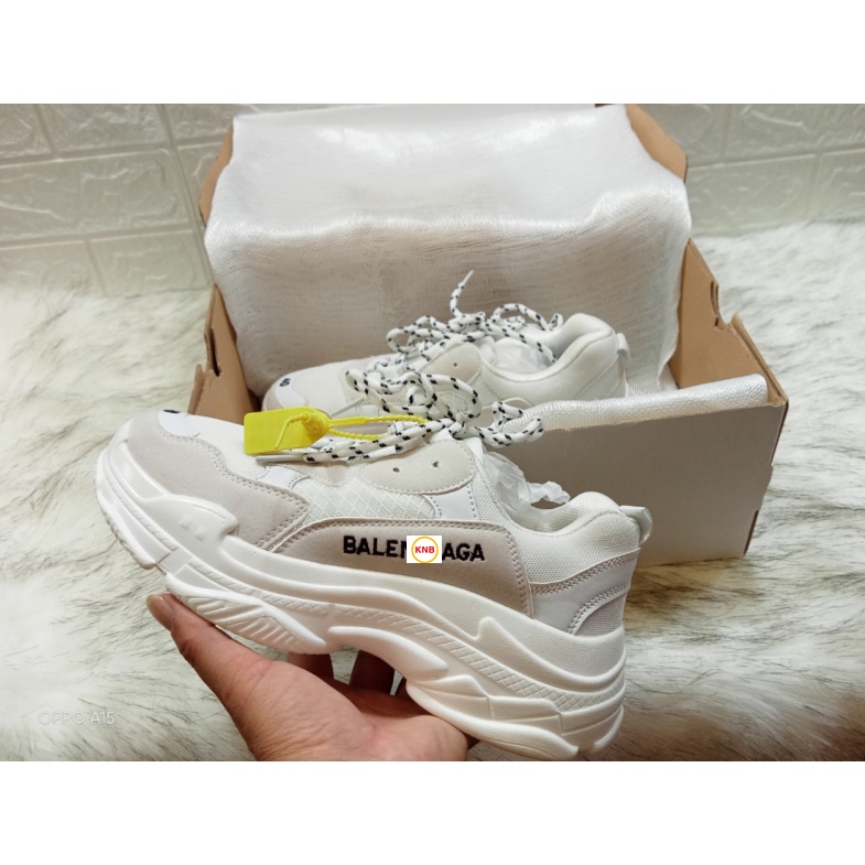 [Tặng tất + Freeship] GIÀY THỂ THAO NAM NỮ BALENCIAGA Triple S sneaker cao cấp trắng-đế trắng, size 36-43....