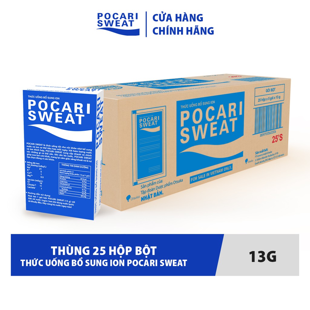Thùng 25 Hộp Thức uống Bổ sung ion Pocari Sweat dang bột ( Hộp 5 gói-13 gr/gói)
