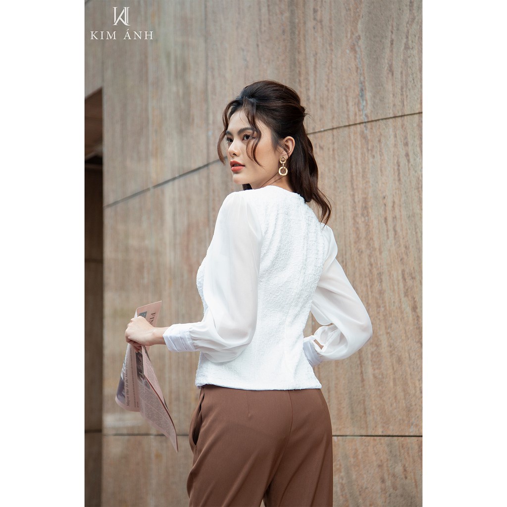 Áo Kiểu Thiết Kế Nữ, Áo Sơ Mi Nữ Công Sở Kim Ánh Rita Top Tay Dài Thanh Lịch | BigBuy360 - bigbuy360.vn
