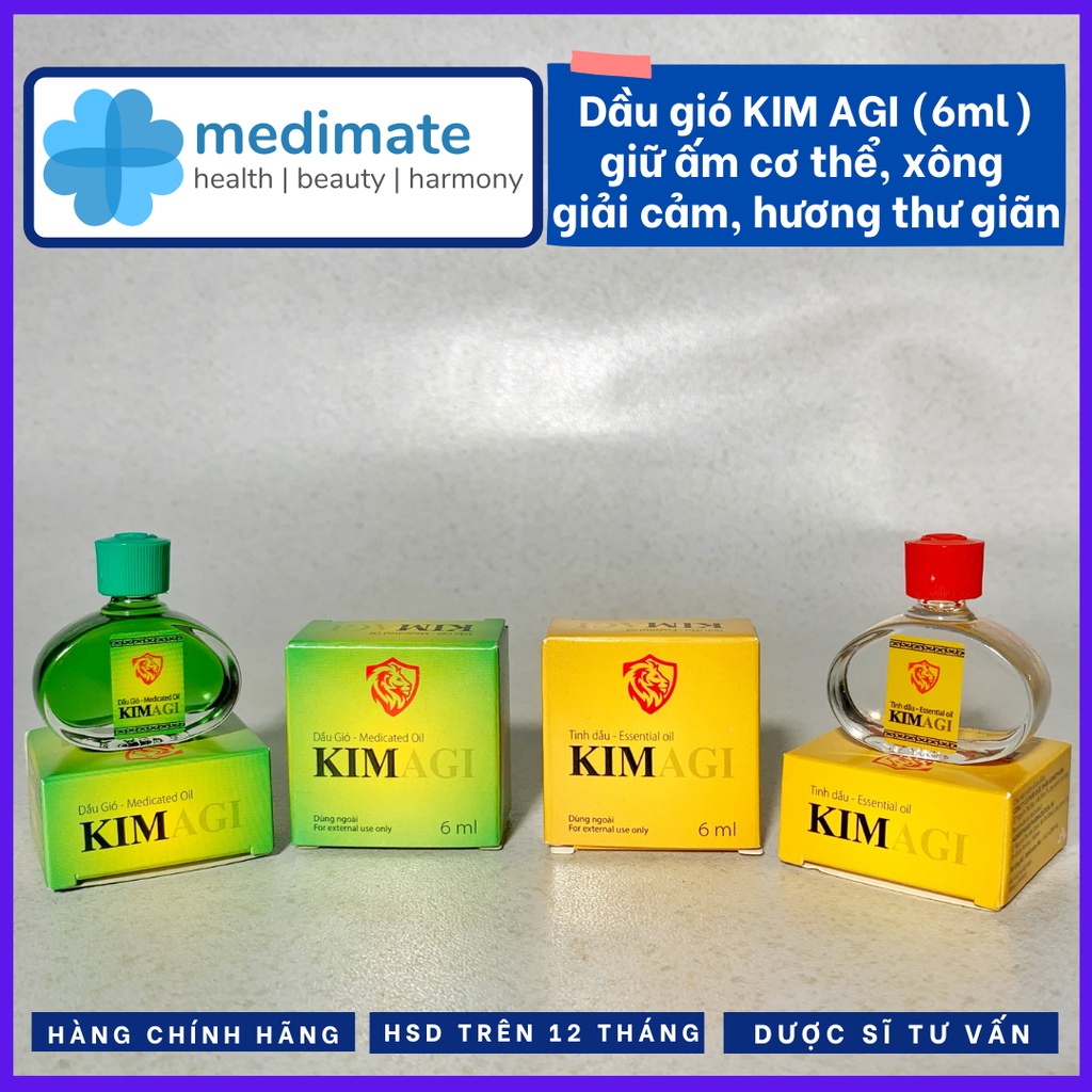 Dầu gió KIM AGI giữ ấm cơ thể, xông giải cảm, hương thư giãn chai 6ml