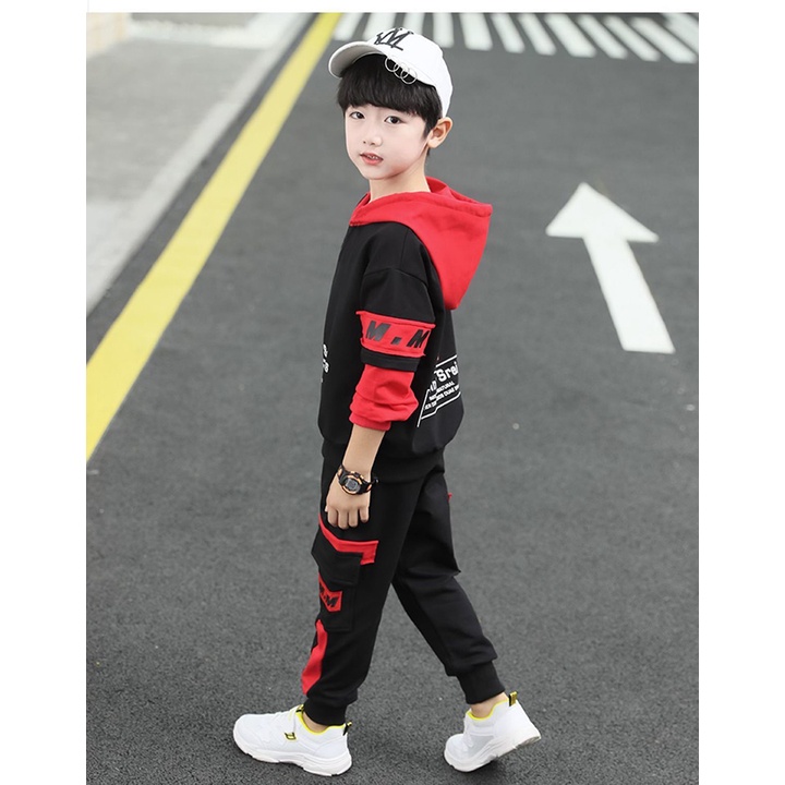 Bộ Đồ Bé Trai Thu Đông Habi Fashion HB2201 Họa Tiết MM Cho Bé 16-40KG