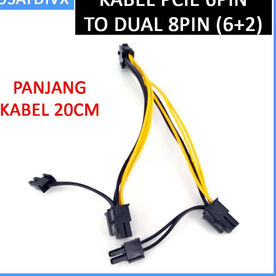 Cáp Chuyển Đổi Pci Express 6.6 > 6pin Sang Dual 8pin 6 + 2 Vga Psu