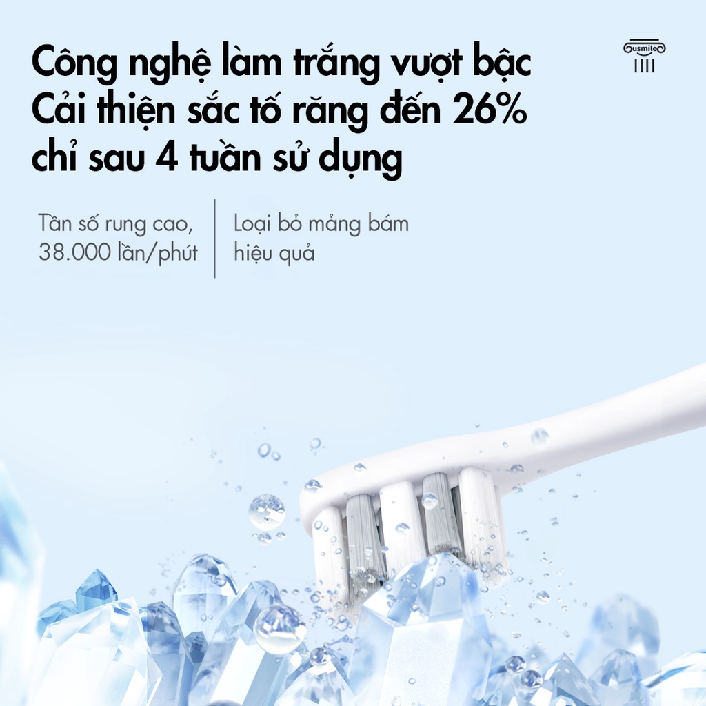 Bàn chải điện sóng siêu âm usmile Y1S (Pink) - Chính hãng - BH 12 tháng