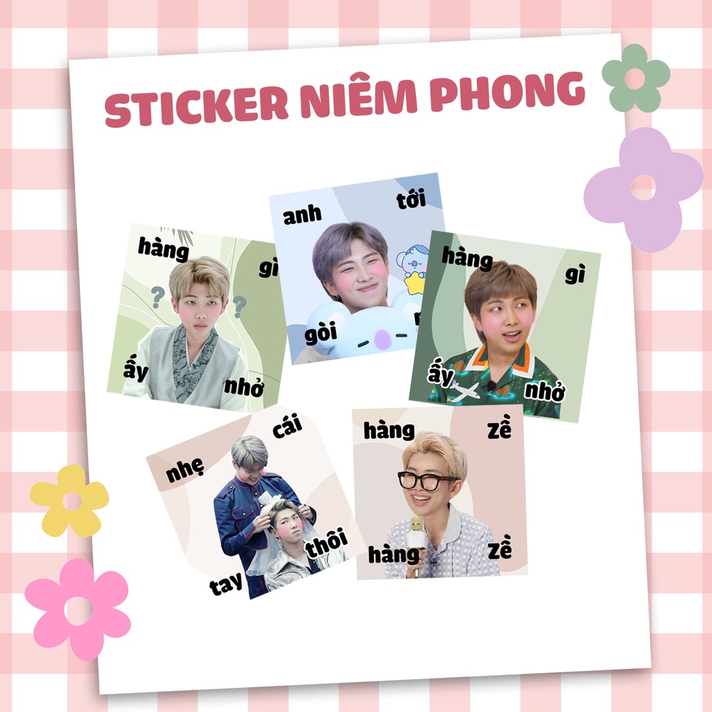 Sticker niêm phong gói hàng BTS meme có chữ tiếng Việt siêu cute