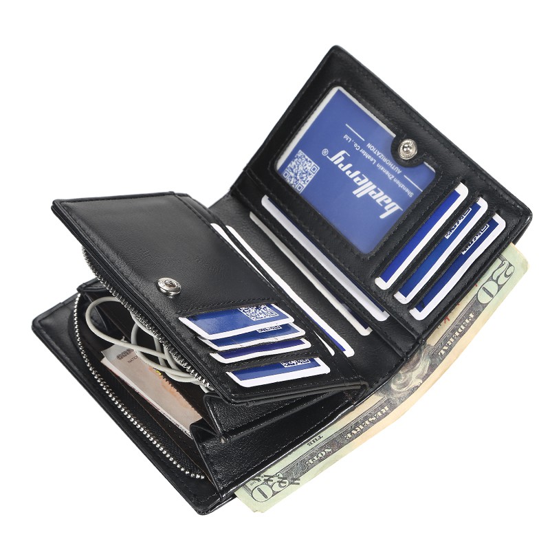 Baellerry D3216 Men's New Zipper Short Wallet Multi-Card Fashion Vertical Mini Coin Purse