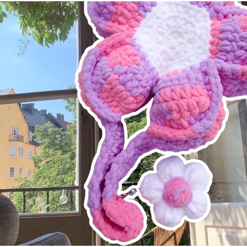 Túi len móc hình bông hoa - Flower Bloom crochet bag - handmade by Mếu Máo