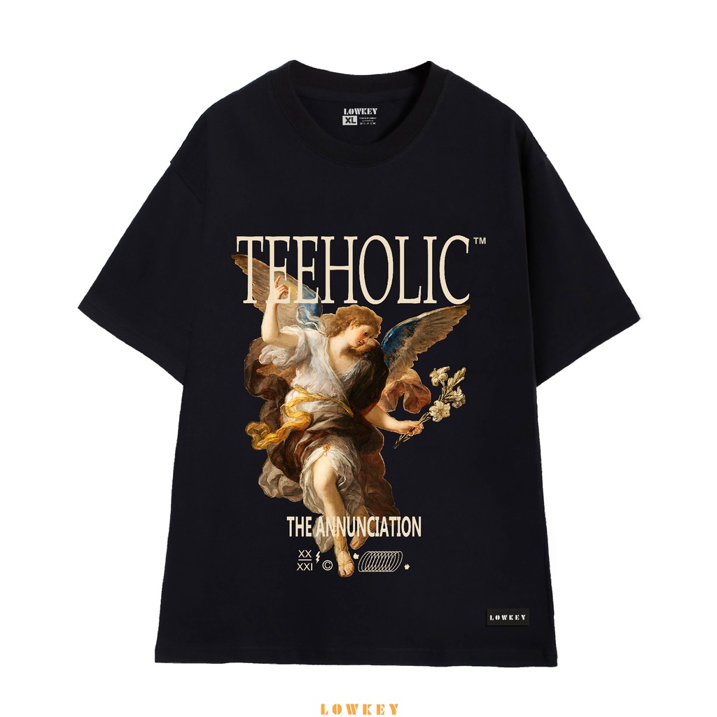 Áo thun unisex nam nữ họa tiết TeeHolic thiên thần THS LOWKEY đẹp K0007 - Form rộng cổ tròn vải cotton