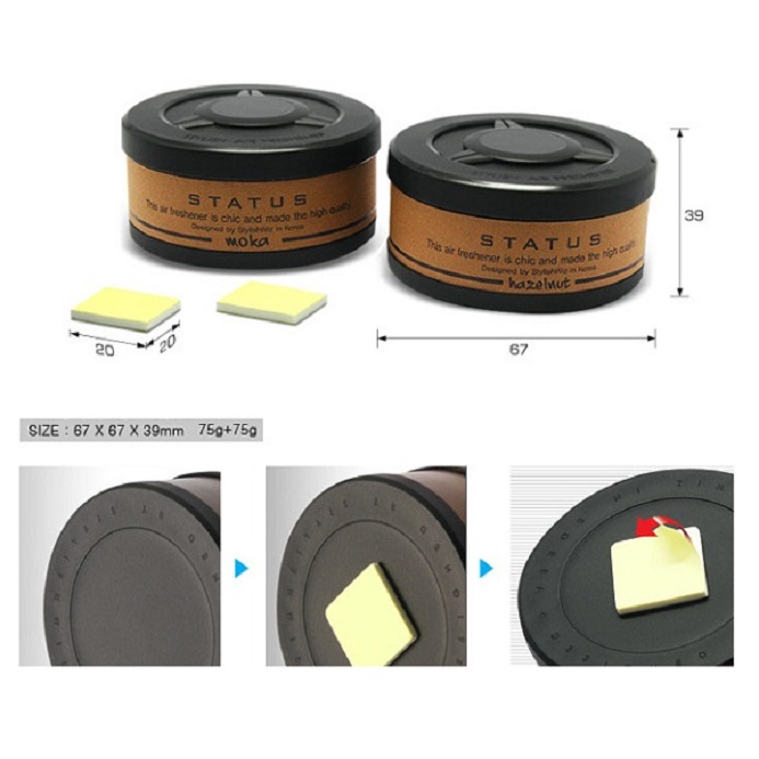 Gel thơm ô tô chống say xe Status Hando Hương Mocha và Hazelnut đặc biệt