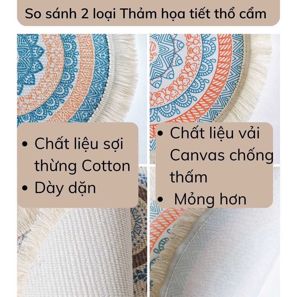 Thảm Thổ Cẩm Tròn Tua Rua Trang Trí Lót Bàn Ăn Phong Cách Vintage- Sunshine.decor