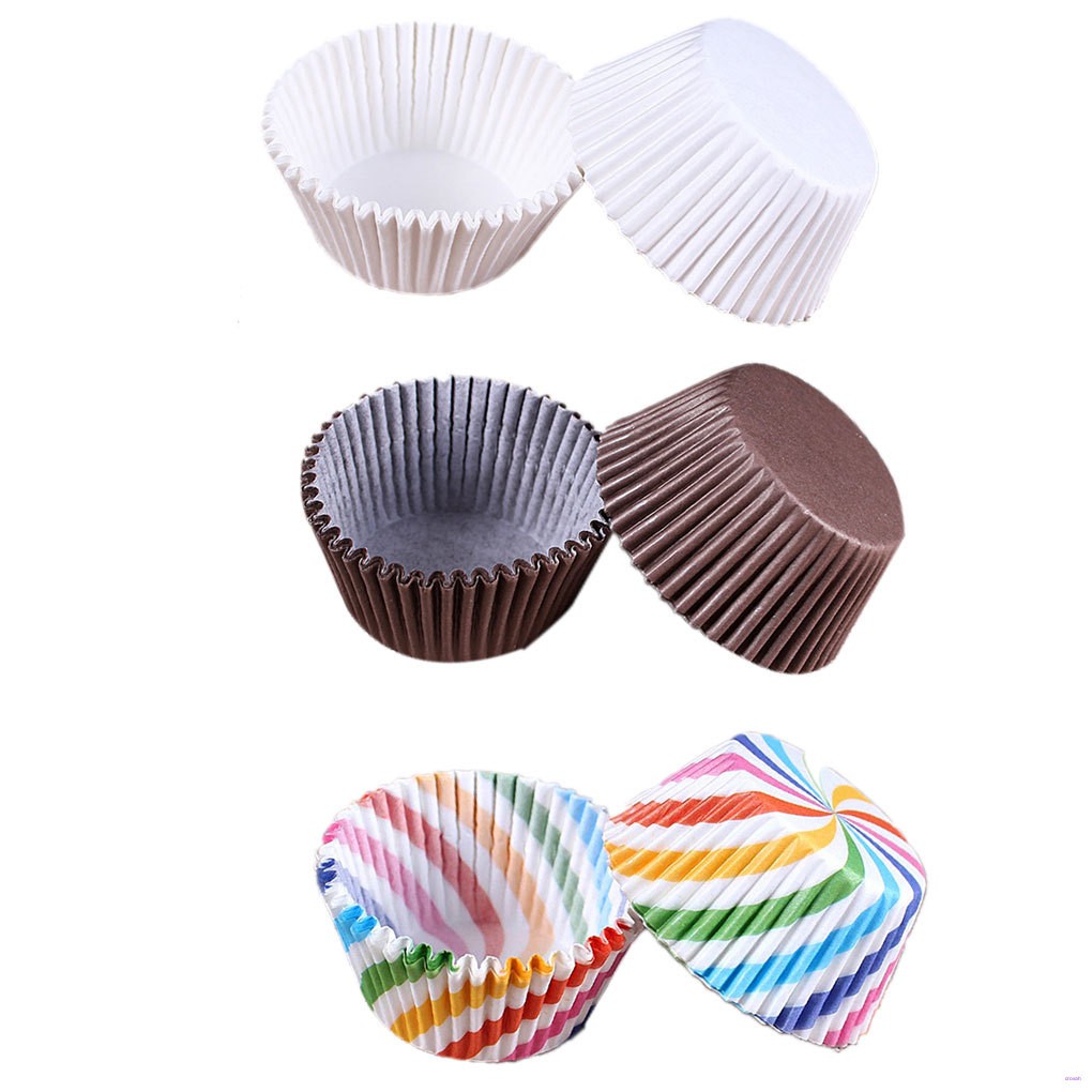 Bộ 100 Đế Giấy Lót Bánh Cupcake Nhiều Màu Sắc