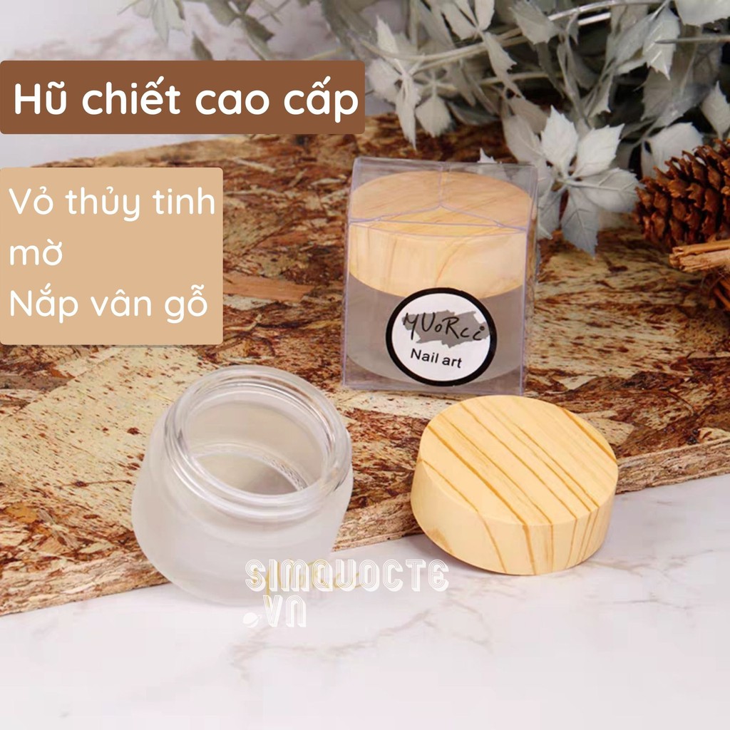 Hũ chiết mỹ phẩm thủy tinh nắp vân gỗ phong cách nhật bản