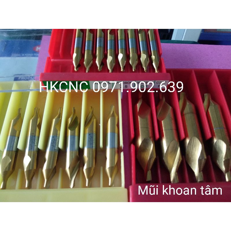 MŨI KHOAN TÂM HKCNC GÓC 60 ĐỘ , MŨI LẤY TÂM THÉP GIÓ PHỦ TIN VÀNG