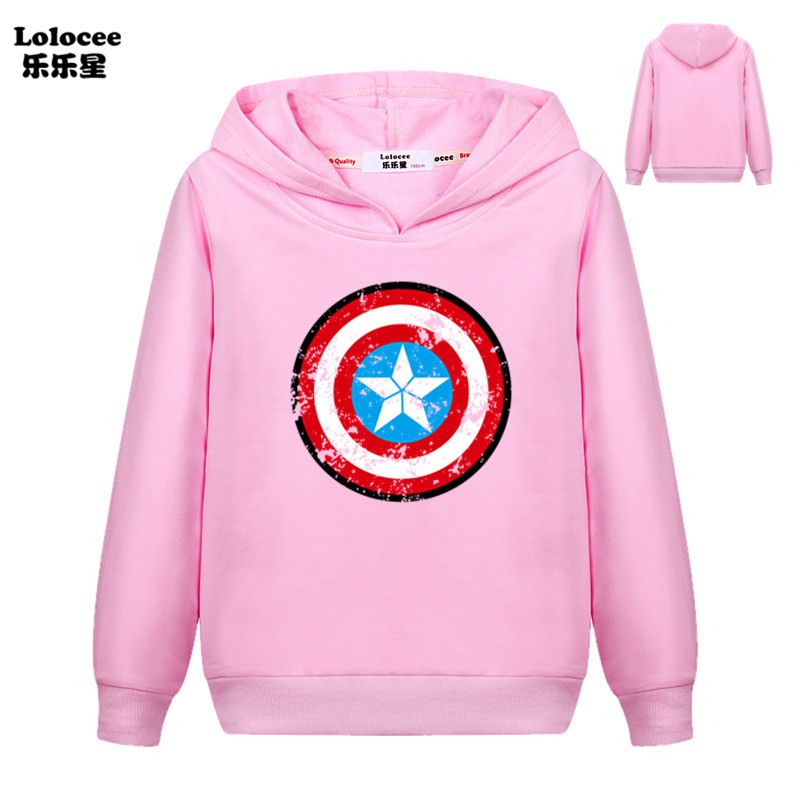 MARVEL Áo Hoodie Họa Tiết Khiên Captain America Dành Cho Bé Trai 3-14 Tuổi