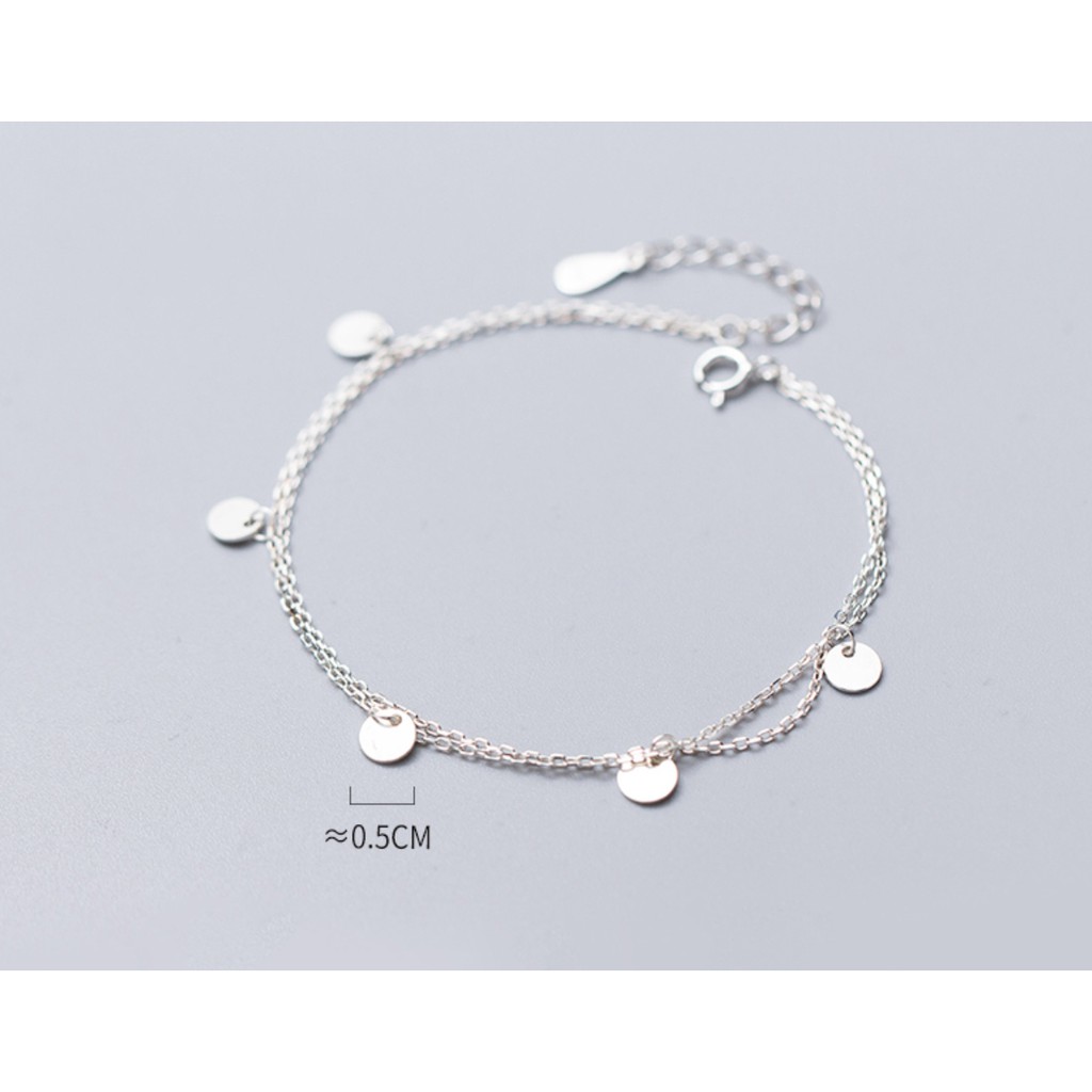 Lắc chân bạc nữ 2 dây tag tròn