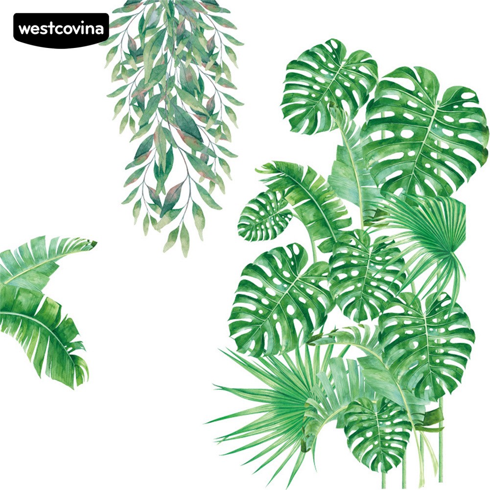 Miếng dán tường hình lá nhiệt đới cho trang trí tường TV nhà trẻ