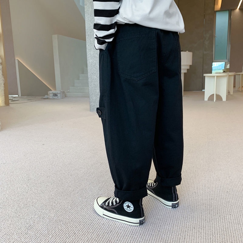 Boys Overalls Trousers Spring and Autumn Boys Middle and Small Children's Pants Casual Loose Pants
