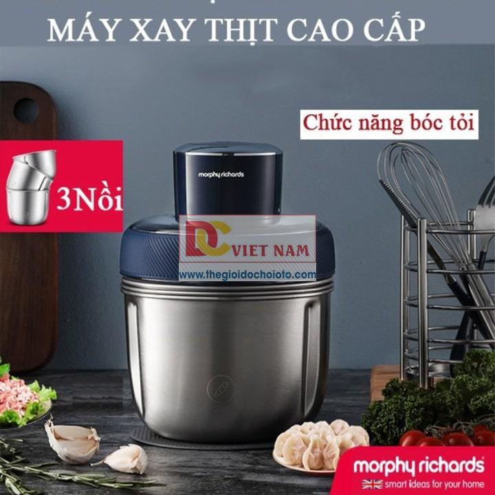 Máy xay thịt, kiêm máy bóc tỏi tích hợp 3 cối. Chất liệu inox 304, thương hiệu Morphy Richards MR9401 (Bảo hành: 1 NĂM)