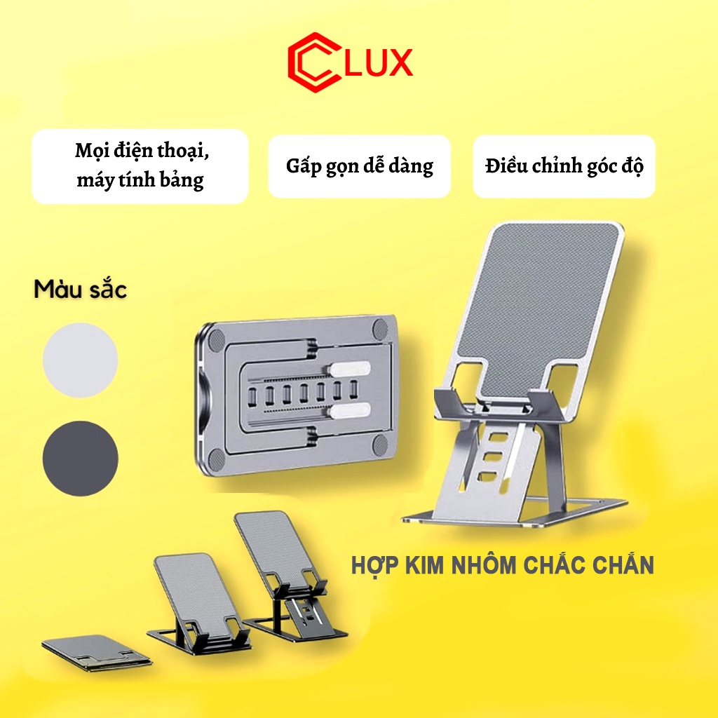 Giá đỡ điện thoại để bàn gấp gọn 7 mức điều chỉnh, giá đỡ máy tính bảng mini hợp kim nhôm cực chắc chắn