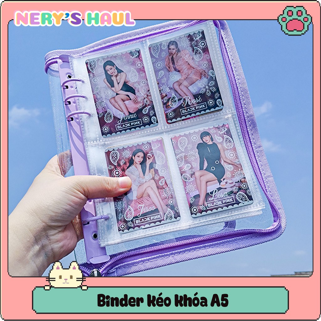 Binder đựng card A5 kéo khoá lấp lánh - sổ đựng ảnh
