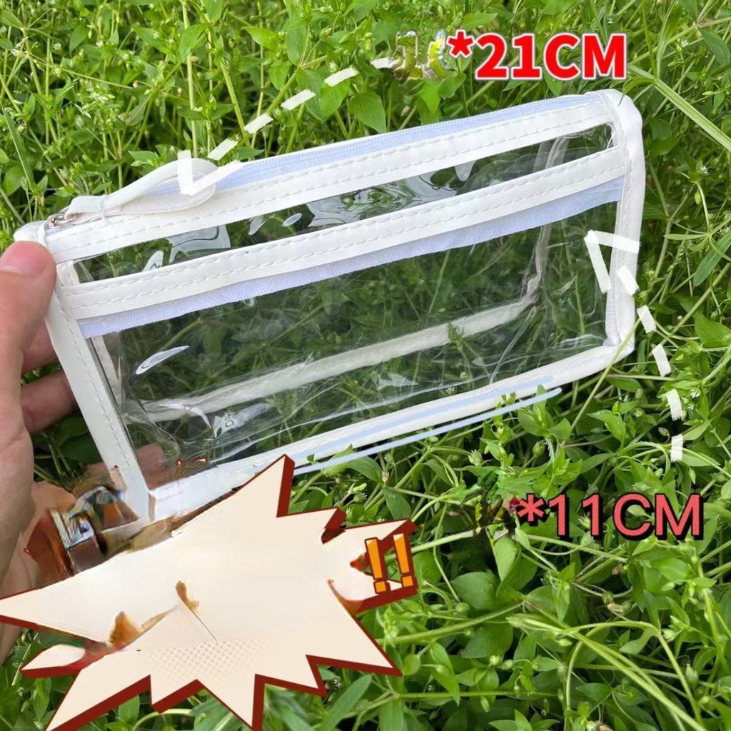 Túi Đựng Bút Hai Lớp Trong Suốt Sức Chứa Lớn Phong Cách Nhật Bản