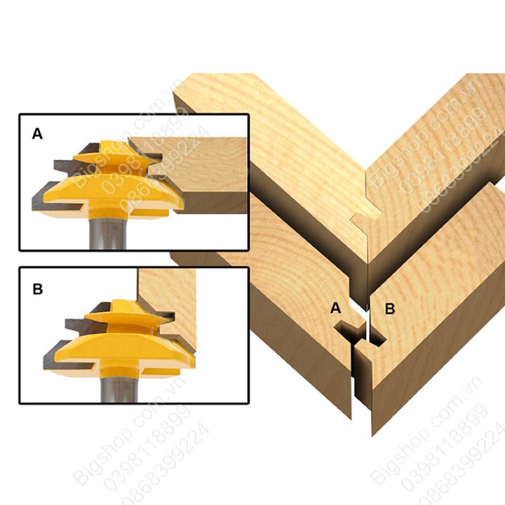 [Bigsellers] Mũi phay gỗ góc 45 độ giúp ghép gỗ góc vuông nhiều kích thước lựa chọn